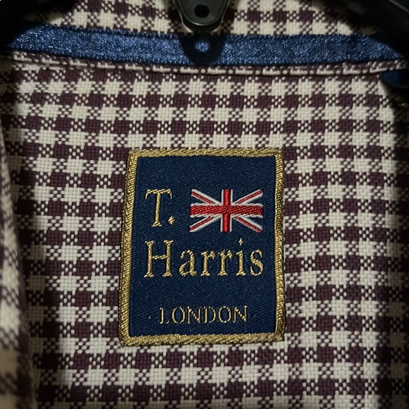 ✅ T. HARRIS London Long Sleeve Button Down Collared Shirt Houndstooth Style XL - Picture 4 of 6